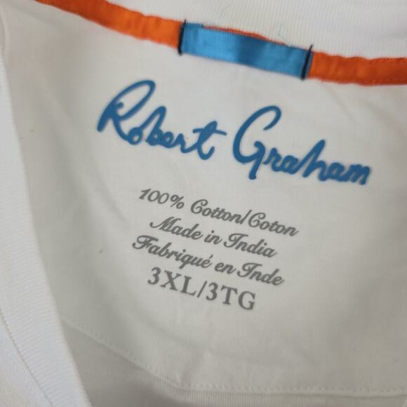 Robert Graham Men Roseland Short Sleeve Knit Graphic T Shirt In White Color 3XL - Picture 11 of 12